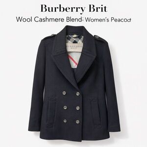 🖤 Burberry Brit Black Wool Cashmere Blend Peacoat l Womens I Medium